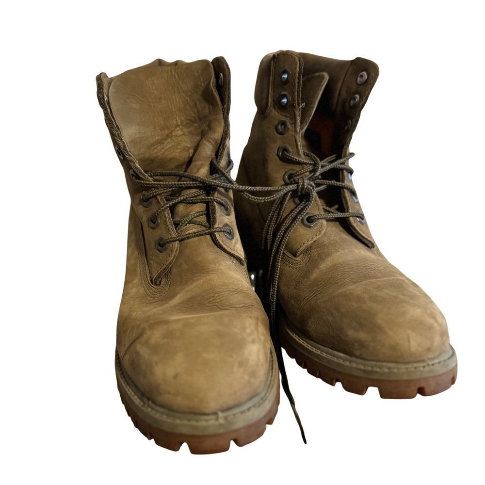 Timberland Boots Mens 7.5M Olive Green Leather Ankle Lace Up Work Hiking